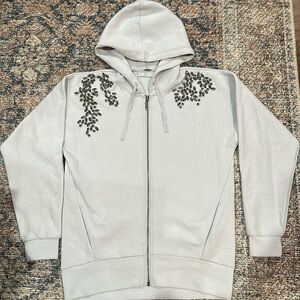 NWOT - The Muses Lounge embellished grey zip up hoodie